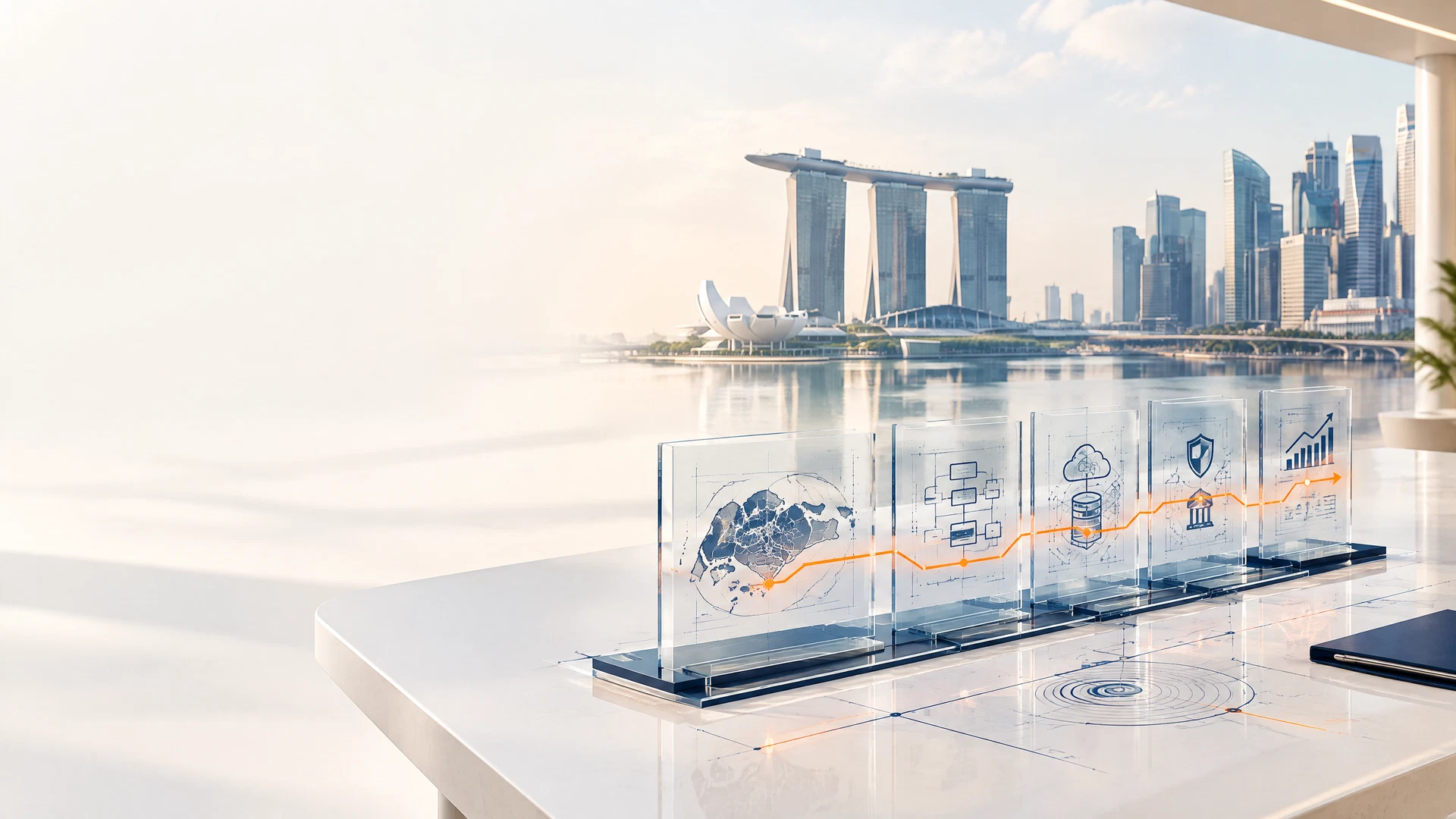 Conceptual Singapore strategy environment connecting business, governance, and AI delivery